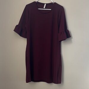 Elegant Burgundy Ruffle Sleeve Top